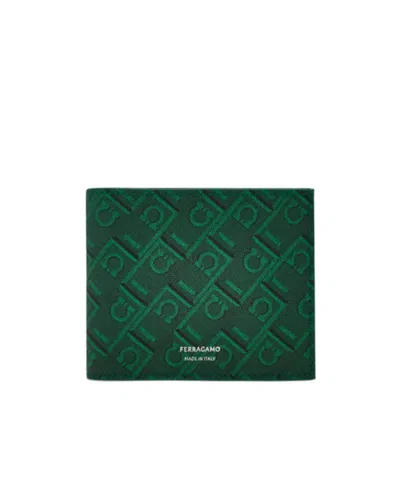Ferragamo Double-fold Wallet In Green