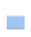 Ferragamo Logo Stamp Compact Wallet In Calf Leather In Sky Blue