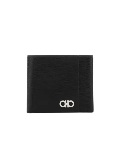 Ferragamo Double-folded Wallet In Metallic