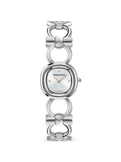 Ferragamo Double Gancini 22mm Watch In Silver