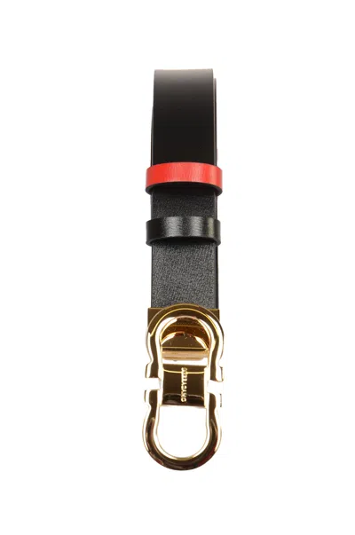 Ferragamo Double Gancini Belt In Black