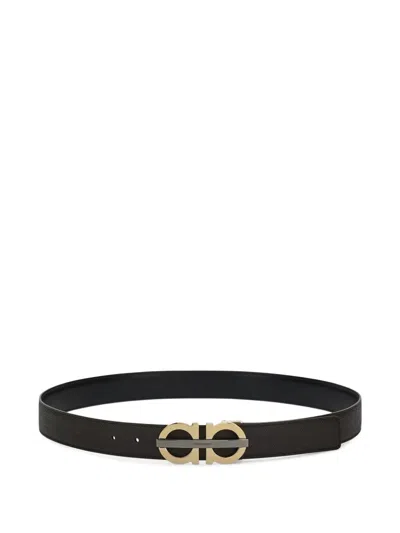 Ferragamo Double Gancini Belt In Black