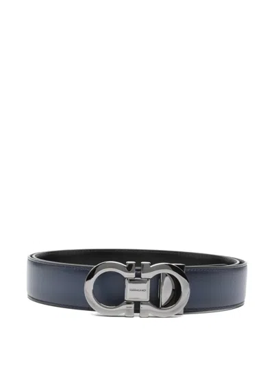 Ferragamo Double Gancini Belt In Blue