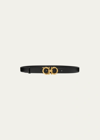 Ferragamo Double Gancini Belt In Nero