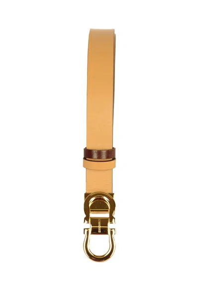 Ferragamo Double Gancini Belt In Gold