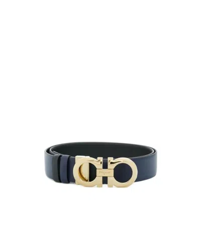 Ferragamo Gancini-plaque Buckle Belt In Black
