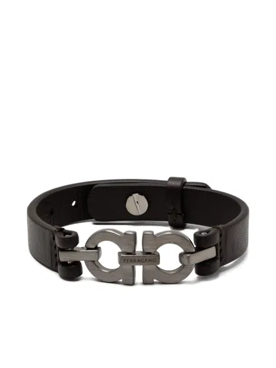 Ferragamo Double-gancini Bracelet In Black