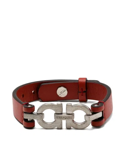 Ferragamo Double-gancini Bracelet In Red