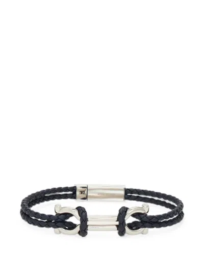 Ferragamo Gancini Braided-leather Bracelet In Neutral
