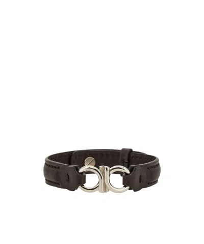 Ferragamo Double Gancini Bracelet In Black