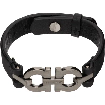 Ferragamo Double Gancini Bracelet In Black