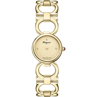 Ferragamo Double Gancini Bracelet Watch In Gold