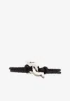 Ferragamo Double Gancini Braided Leather Bracelet In Black