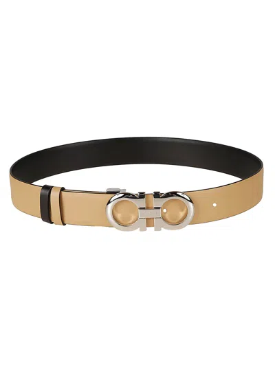 Ferragamo Double Gancini Buckled Belt In Multi