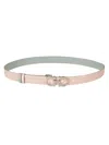 Ferragamo Double Gancini Buckled Belt In Pink