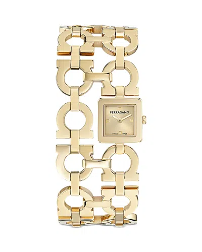 Ferragamo Double Gancini Catwalk Watch, 19mm In Gold