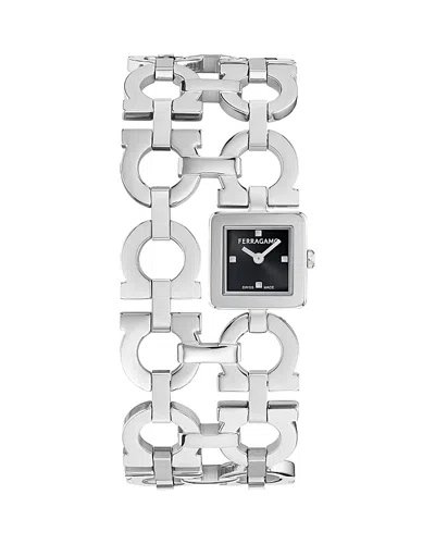 Ferragamo Double Gancini Catwalk Watch, 19mm In Silver