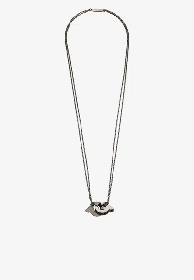 Ferragamo Double-gancini Chain Necklace In Gray
