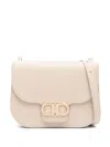 Ferragamo Double Gancini Cross Body Flap Bag In Neutrals