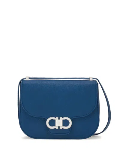Ferragamo Double Gancini Crossbody Bag In Blue