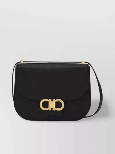 FERRAGAMO DOUBLE GANCINI CROSSBODY FLAP BAG