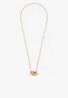 Ferragamo Double Gancini Crystal Chain Necklace In Rose Gold