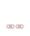 Ferragamo Golden Gancini Crystal Stud Earrings In Pink