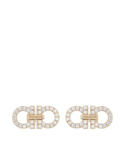 Ferragamo Double Gancini Crystal Embellished Earrings