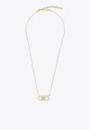 Ferragamo Crystal Pendant Chain Necklace With Adjustable Length In Gold