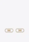 Ferragamo Double Gancini Crystal Stud Earrings In Gold