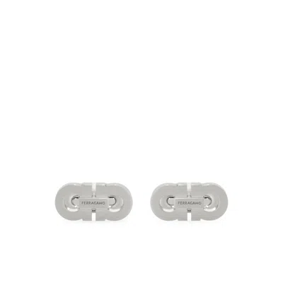 Ferragamo Double Gancini Cufflinks In Metallic