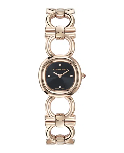 Ferragamo Double Gancini Diamond Watch In Gold
