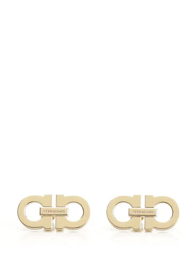 Ferragamo Double Gancini Stud Earrings In Gold