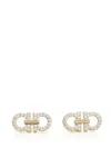 Ferragamo Double Gancini Earrings With Crystals In Gold