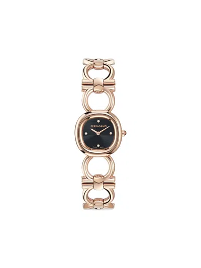 Ferragamo Double Gancini Diamond Watch In Gold