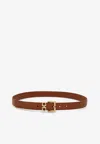 Ferragamo Double Gancini Leather Belt In Brown