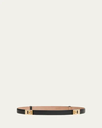 Ferragamo Double Gancini Leather Belt In Nero Naturale Beige Tortora