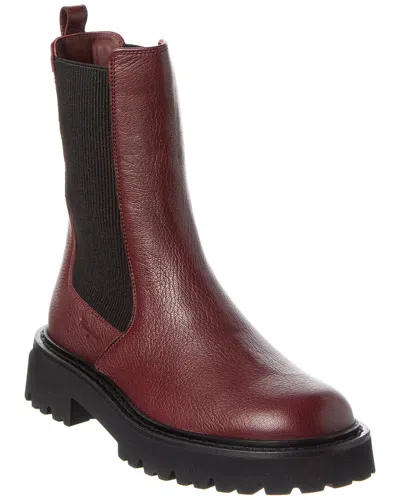 Ferragamo Double Gancini Leather Boot In Burgundy