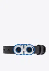Ferragamo Double Gancini Leather Bracelet In Black