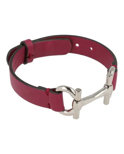 Ferragamo Double Gancini Leather Bracelet In Burgundy