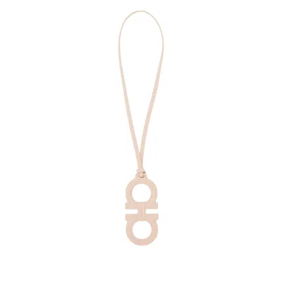 Ferragamo Double Gancini Leather Charm In Pink