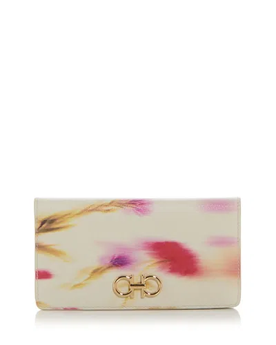 Ferragamo Double Gancini Leather Continental Wallet In Neutral