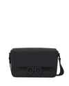 Ferragamo Double Gancini Leather Shoulder Bag In Black