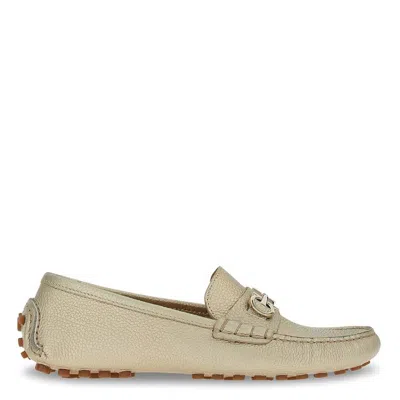 Ferragamo Woman Loafers Platinum Size 8 Leather In Neutral