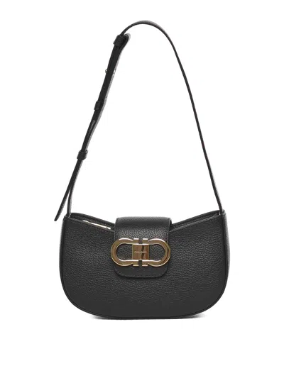 Ferragamo Double Gancini Mini Bag In Black