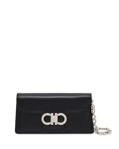 Ferragamo Mini Bag Double Gancini Chain In Black