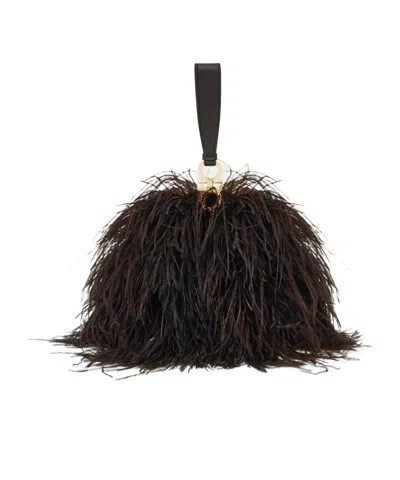 Ferragamo Double Gancini Mini Clutch In Brown