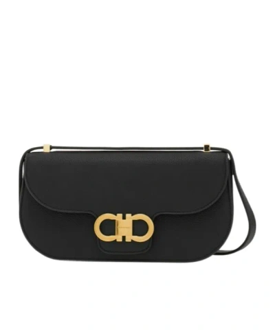 Ferragamo Double Gancini Mini Crossbody Bag In Black