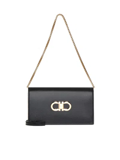 Ferragamo Double Gancini Mini Crossbody Bag By <br/> In Black