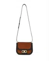 Ferragamo Double Gancini Mini Suede & Leather Crossbody In Brown